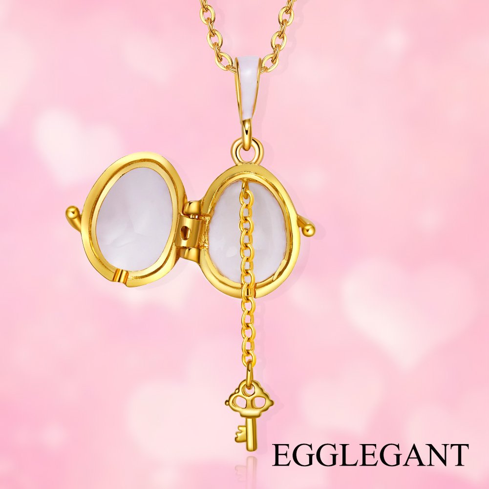 Heart Egg Pendant Necklace With Key - Image 3