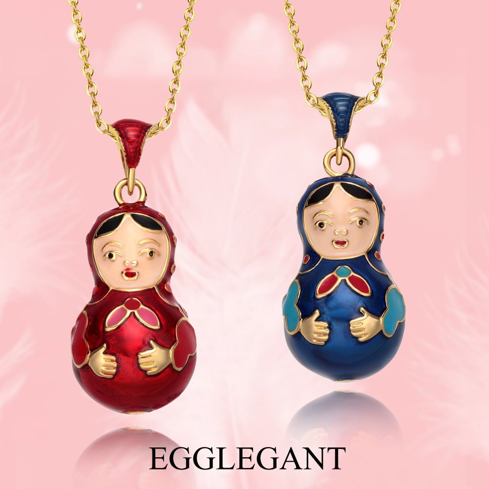Dynamic Handcrafted Enamel Matryoshka Pendant Necklace - Image 2