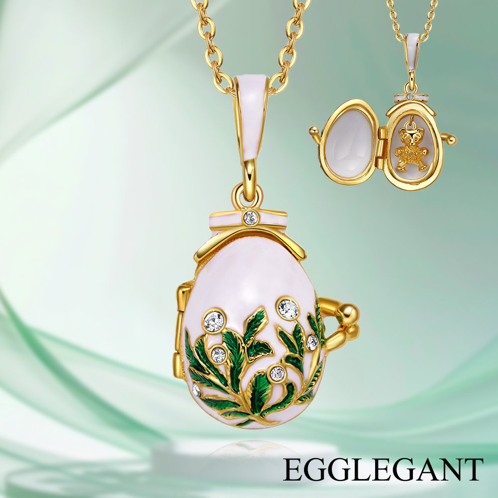 Bear Surprise Enamel Egg Pendant Necklace - Image 2