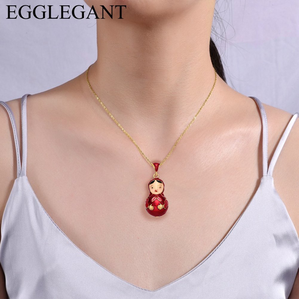 Dynamic Handcrafted Enamel Matryoshka Pendant Necklace - Image 11