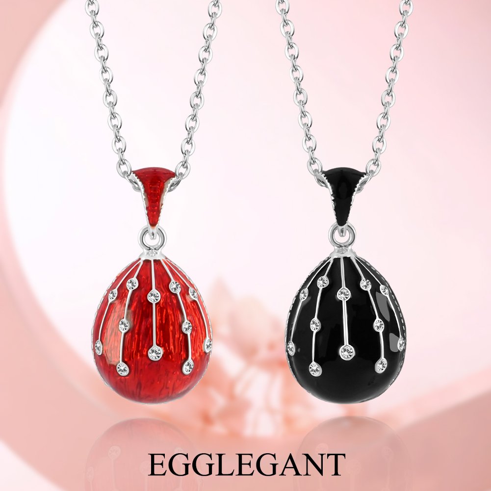 Lucky Meteor Handcrafted Red Enamel Egg Pendant Necklace - Image 2