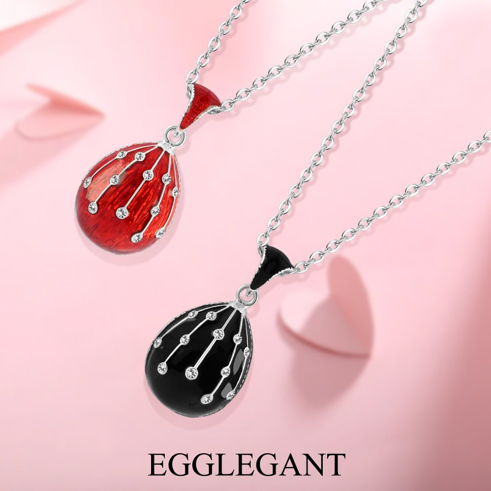 Lucky Meteor Handcrafted Red Enamel Egg Pendant Necklace - Image 4