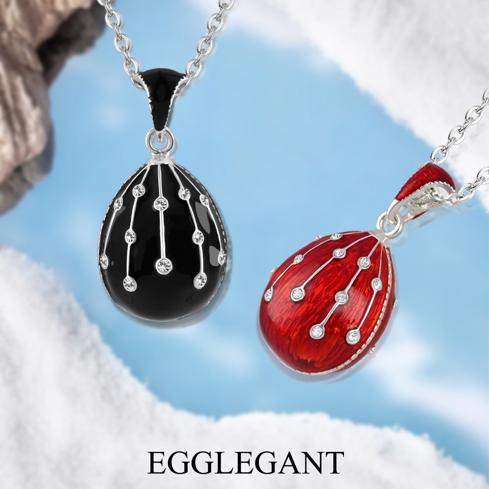 Lucky Meteor Handcrafted Red Enamel Egg Pendant Necklace - Image 3