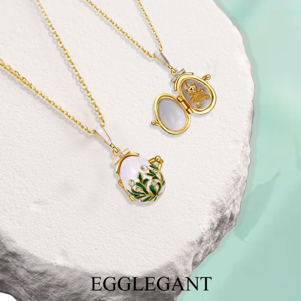 Bear Surprise Enamel Egg Pendant Necklace - Image 4