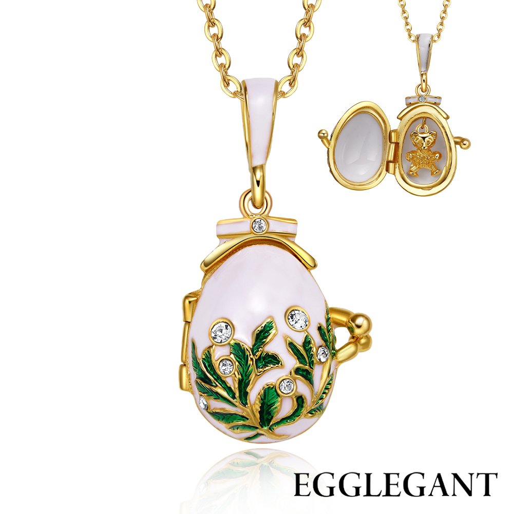 Bear Surprise Enamel Egg Pendant Necklace