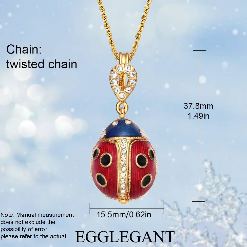 Ladybug Locket Necklace with Embossed Flower Charm Design - Image 6