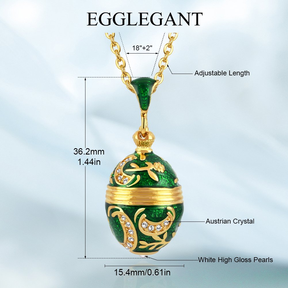 Exquisite Enamel Rhinestone Egg Pendant with Pearl Necklace - Image 11