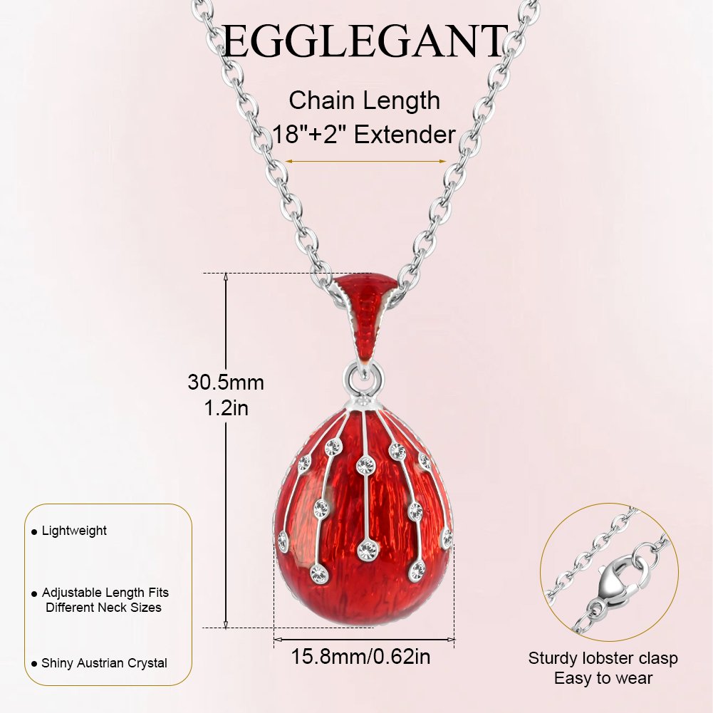 Lucky Meteor Handcrafted Red Enamel Egg Pendant Necklace - Image 9