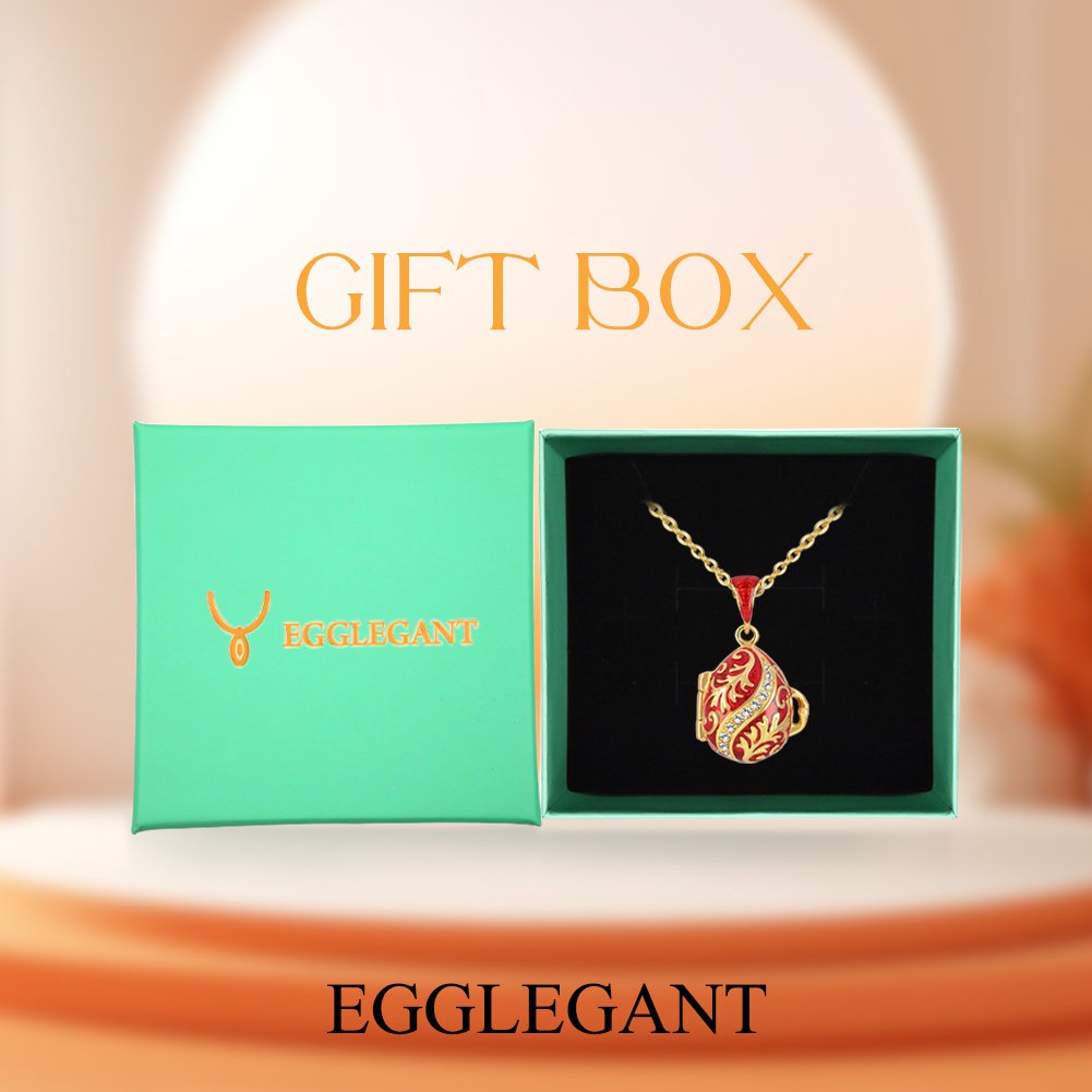 Ornate Enamel Egg Pendant with Hidden Angel Locket Necklace - Image 12