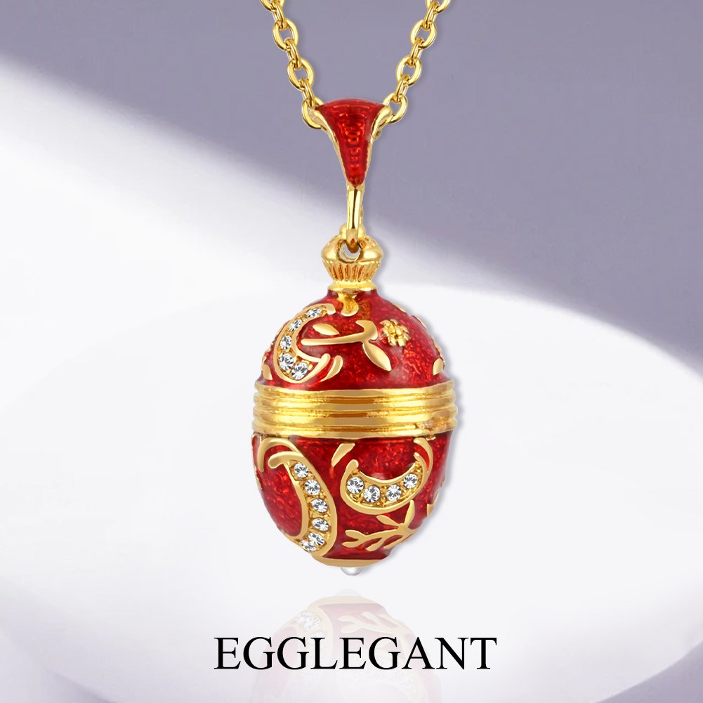 Exquisite Enamel Rhinestone Egg Pendant with Pearl Necklace - Image 5