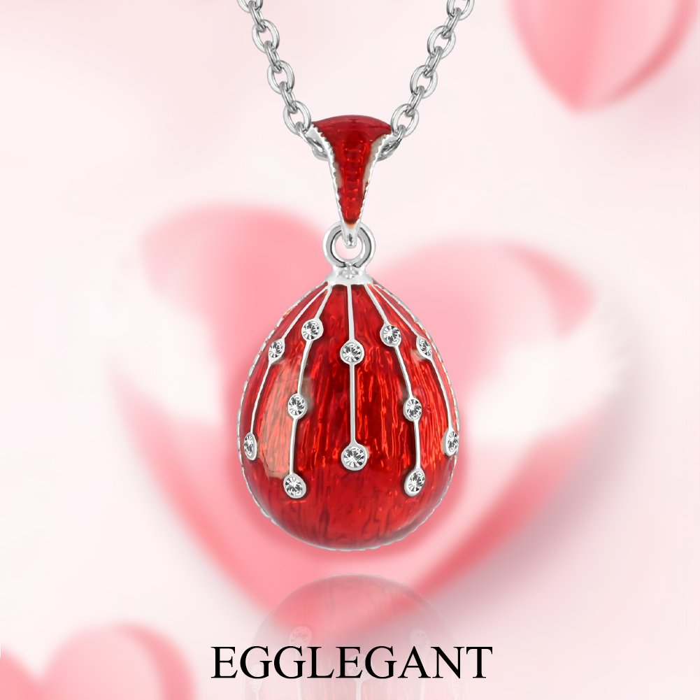 Lucky Meteor Handcrafted Red Enamel Egg Pendant Necklace - Image 5