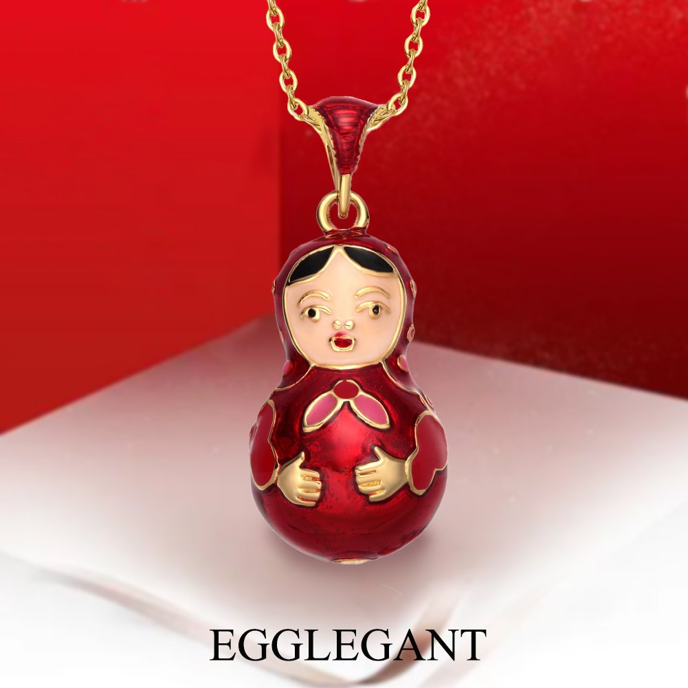 Dynamic Handcrafted Enamel Matryoshka Pendant Necklace - Image 7