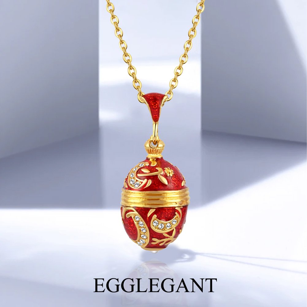 Exquisite Enamel Rhinestone Egg Pendant with Pearl Necklace - Image 9