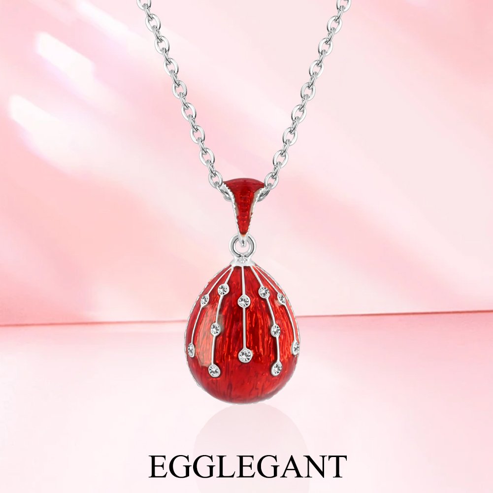 Lucky Meteor Handcrafted Red Enamel Egg Pendant Necklace - Image 8
