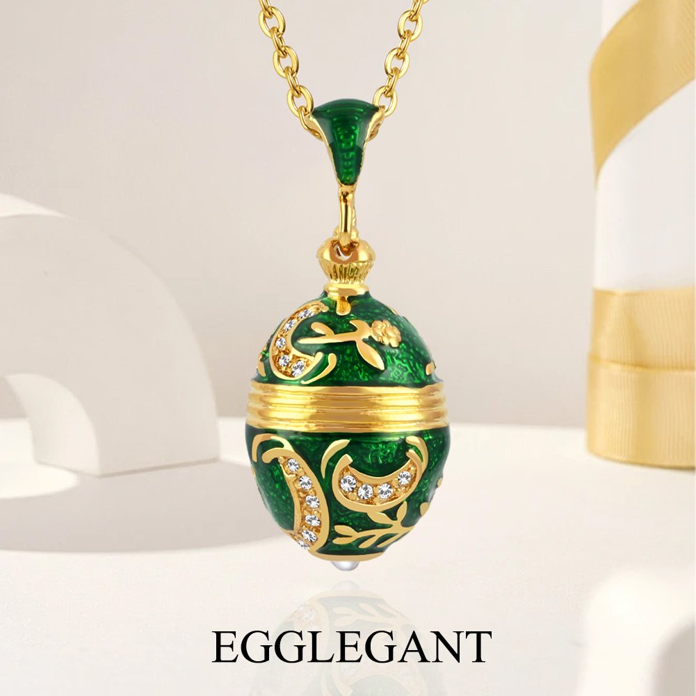 Exquisite Enamel Rhinestone Egg Pendant with Pearl Necklace - Image 4