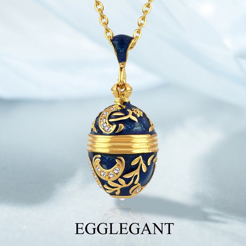 Exquisite Enamel Rhinestone Egg Pendant with Pearl Necklace - Image 6